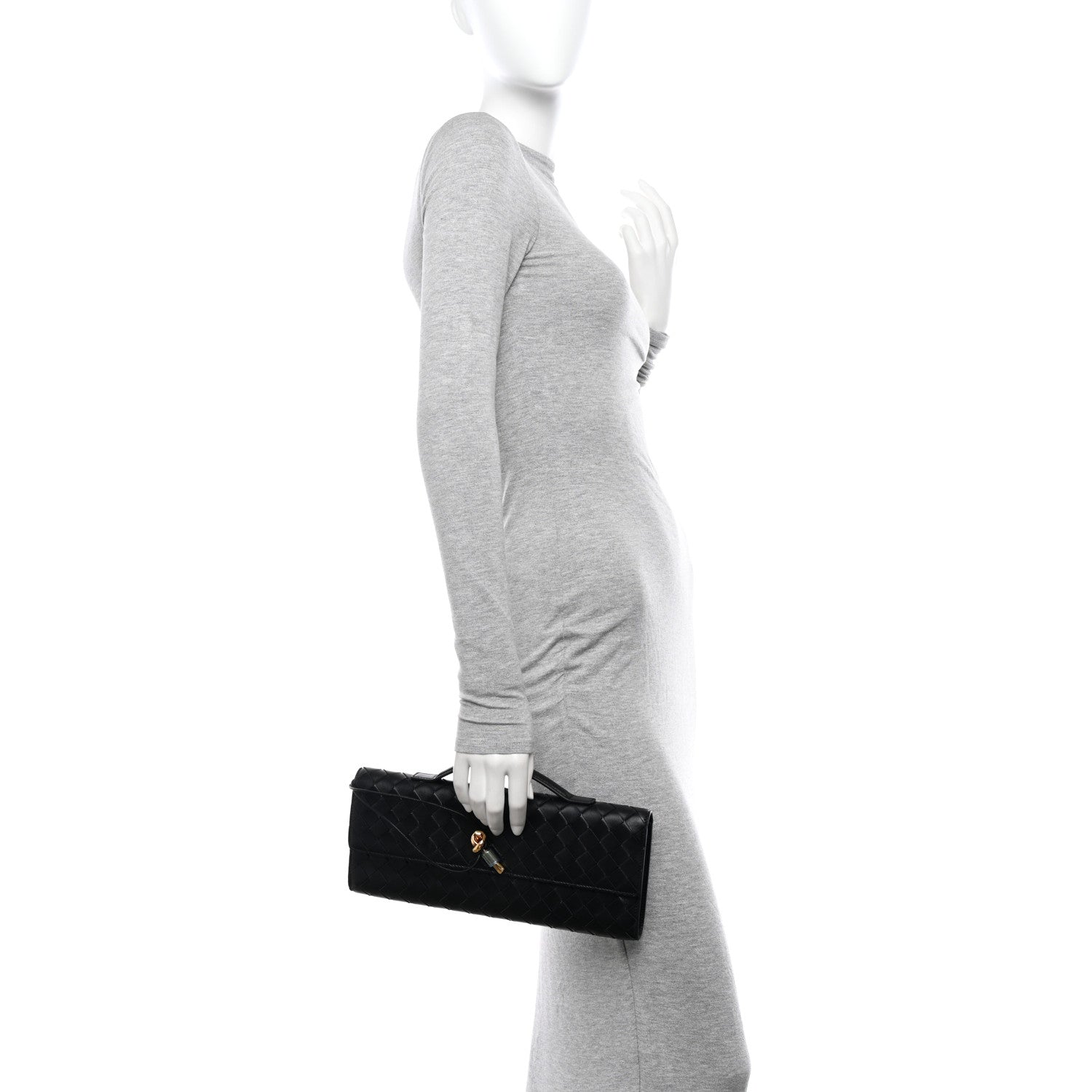 Bottega Veneta Nappa Intrecciato Long Andiamo Top Handle Clutch Black 2 of 9