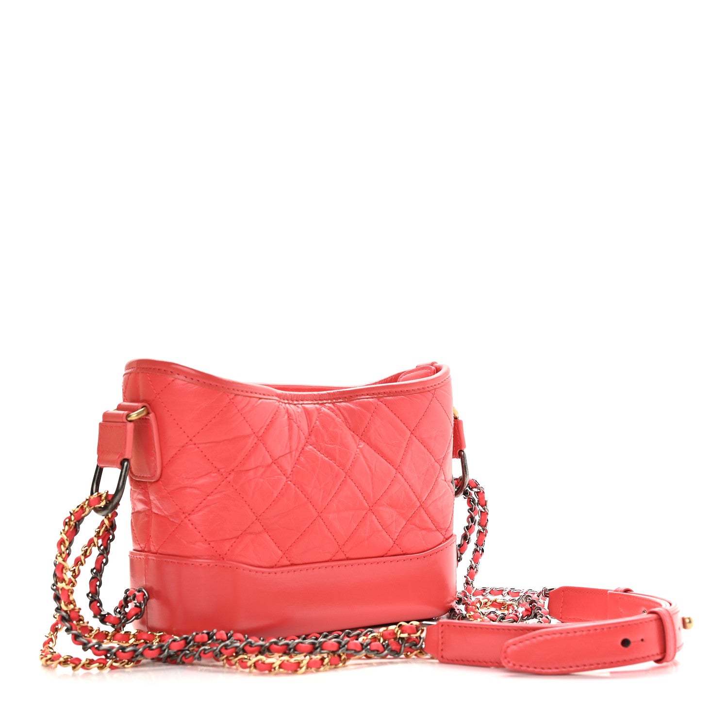 Chanel Aged Calfskin Quilted Small Gabrielle Hobo Coral 3 of 9