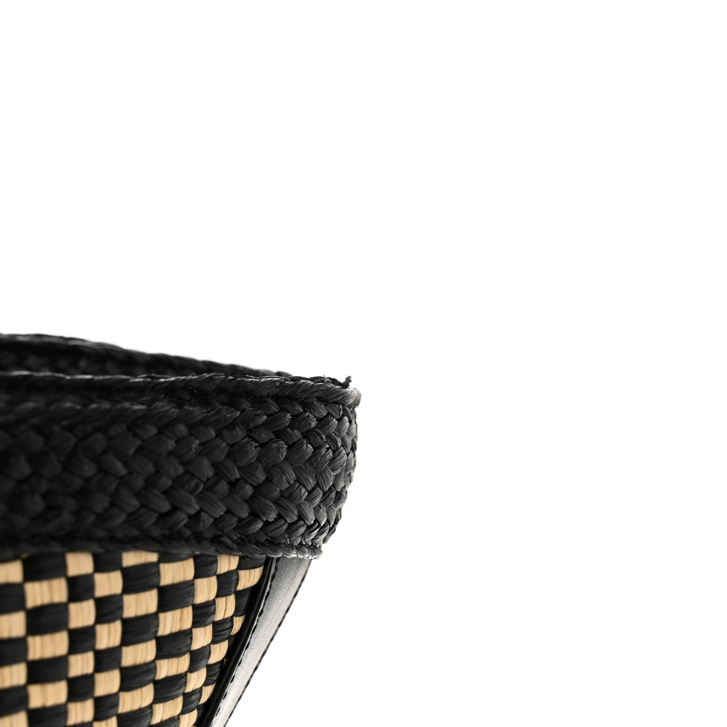 Raffia Calfskin Medium Panier Tote Black Naturale