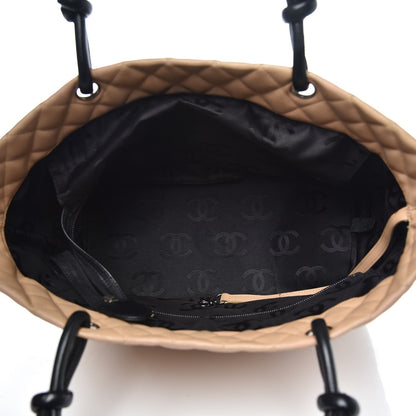 Chanel Calfskin Quilted Large Cambon Tote Beige Black 5 of 11
