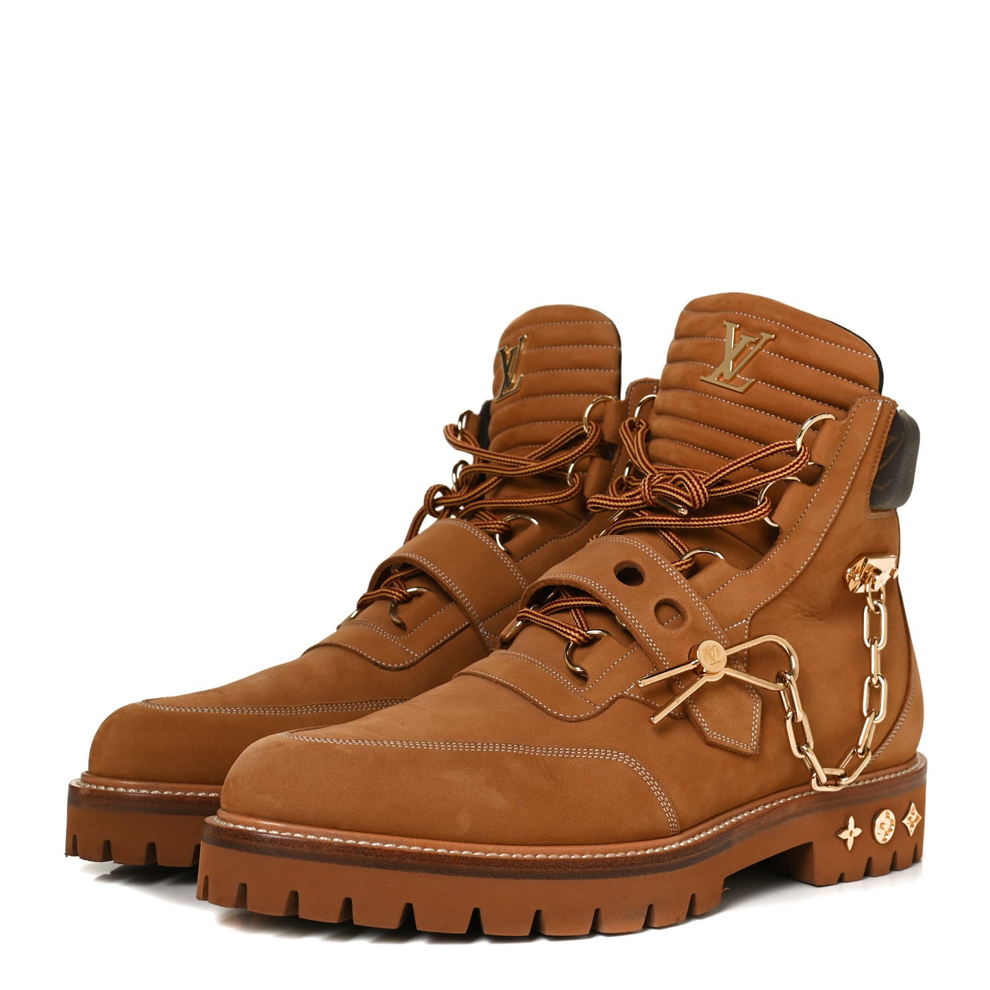 Suede Calfskin Monogram Mens Creeper Ankle Boots 8.5 Beige