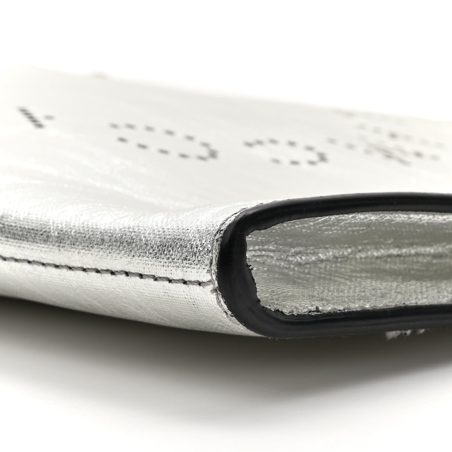 Metallic Alter Nappa Perforated Pouch Silver