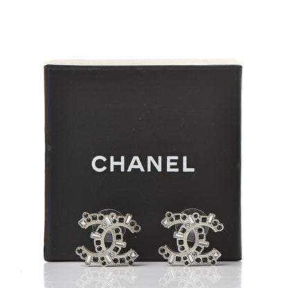Chanel Baguette Crystal CC Earrings Silver Black 6 of 6