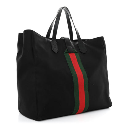 Gucci Techno Canvas Web Single Buckle Tote Black 3 of 17