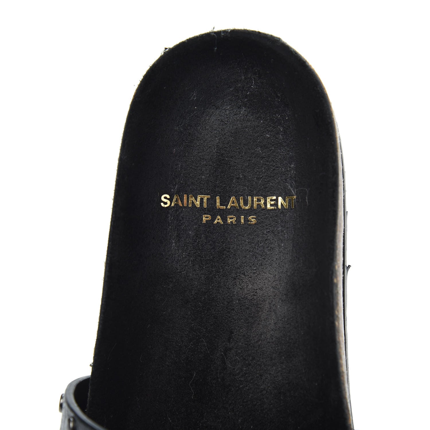Saint Laurent Calfskin Suede Joan Slide Sandals 35.5 Black 7 of 10