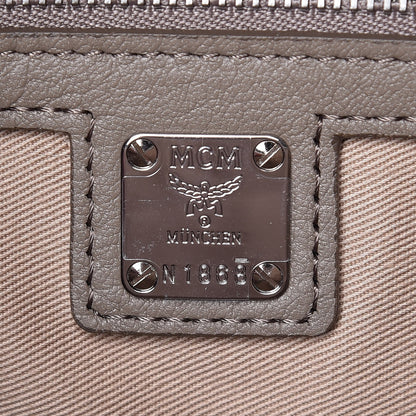 MCM Grained Calfskin Monogram Medium Klara Top Zip Tote Urban Taupe 6 of 10
