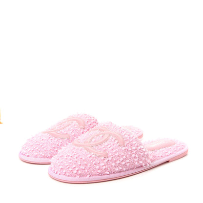 Chanel Tweed CC Flat Mules M Pink 3 of 10