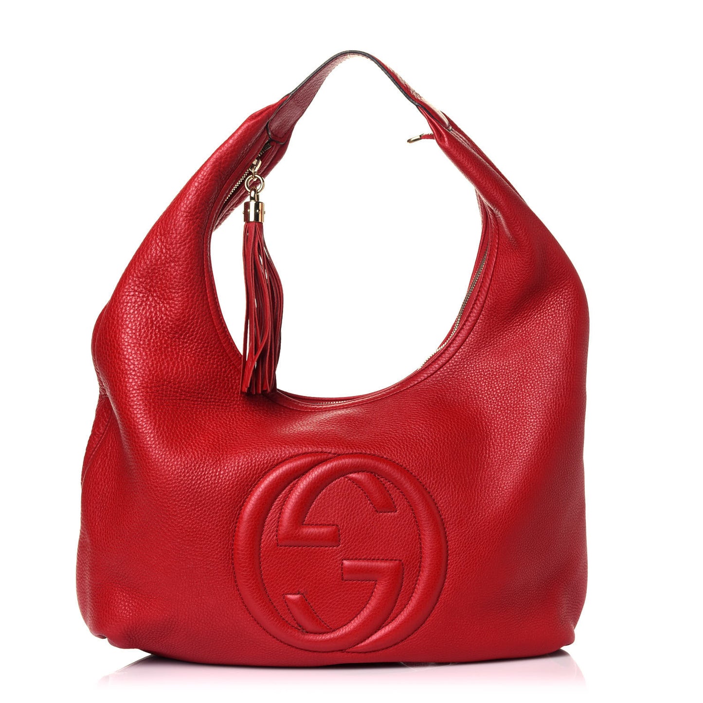 Pebbled Calfskin Large Soho Hobo Red