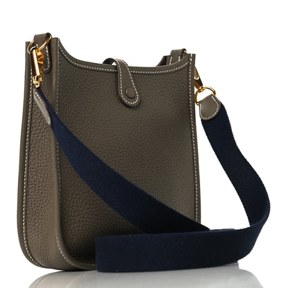 Hermes Taurillon Clemence Amazone Evelyne TPM Etoupe Bleu Indigo 3 of 10
