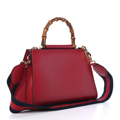 Gucci Nappa Bamboo Web Small Nymphaea Top Handle Bag Hibiscus Red 2 of 4