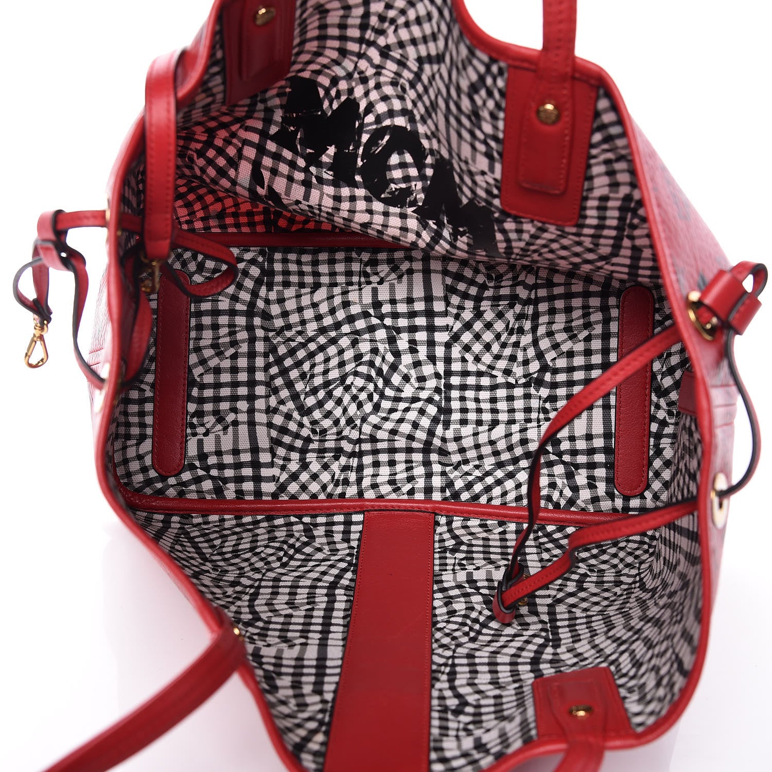 MCM Visetos Medium Liz Reversible Shopper Tote Ruby Red 12 of 14