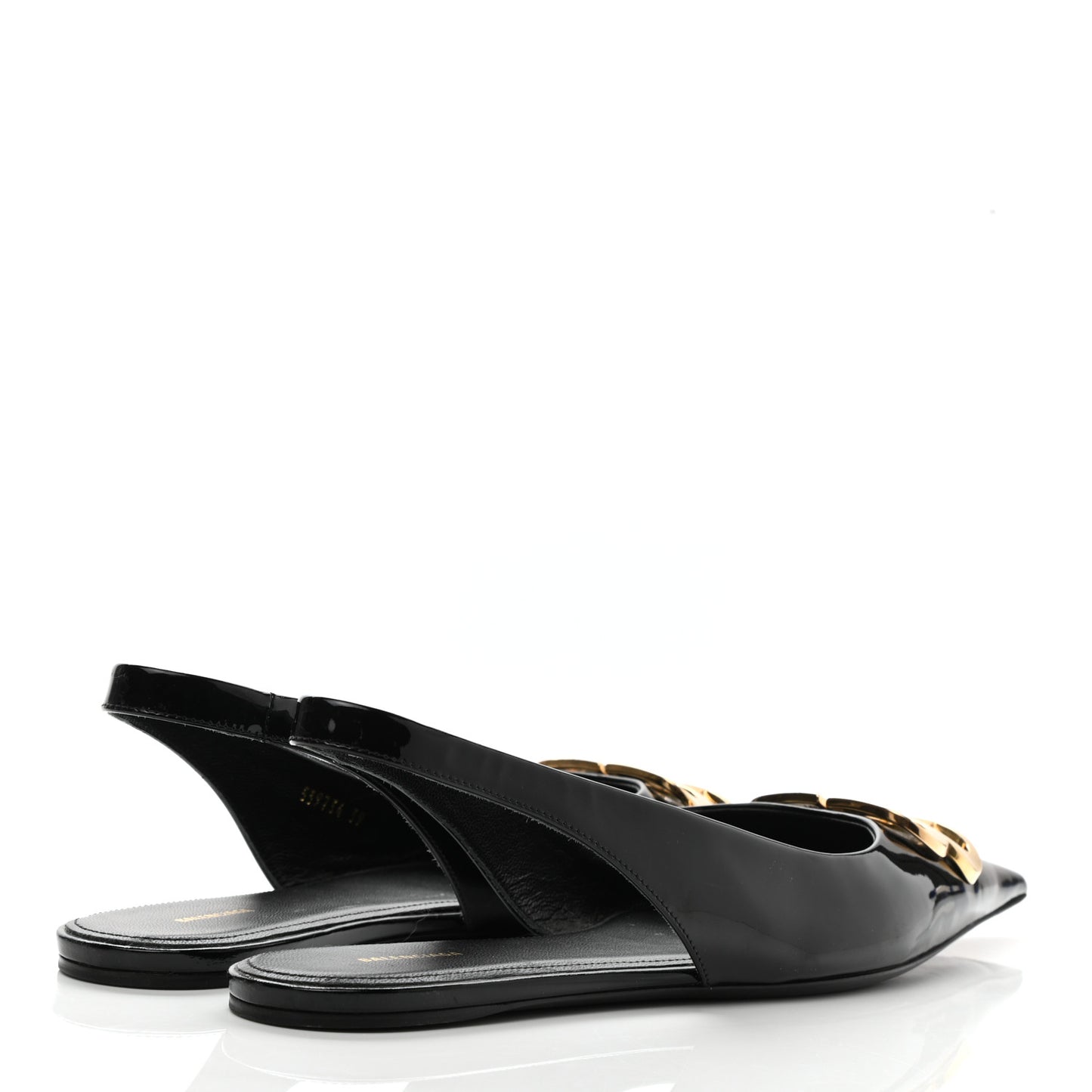 Patent BB Knife Pointy Toe Slingback Flats 39 Black