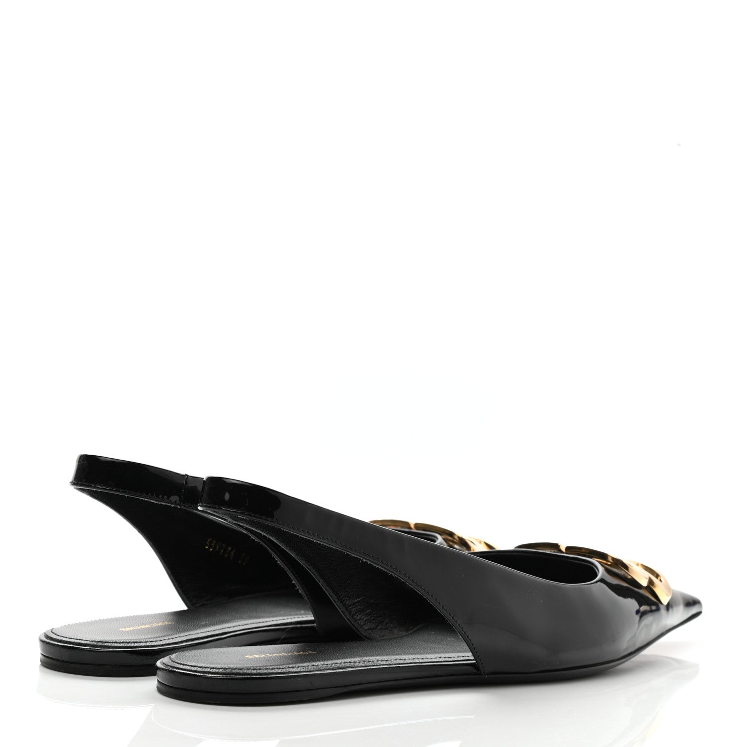 Balenciaga Patent BB Knife Pointy Toe Slingback Flats 39 Black 4 of 12