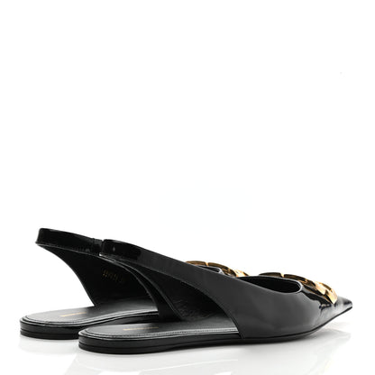 Balenciaga Patent BB Knife Pointy Toe Slingback Flats 39 Black 4 of 12