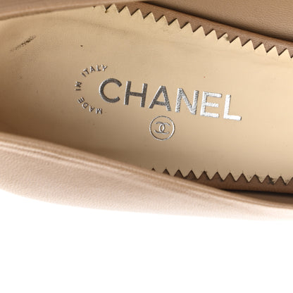 Chanel Lambskin Cap Toe Pearl Pumps 37.5 Beige Black 7 of 8