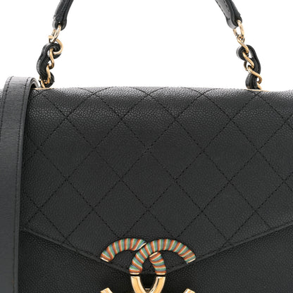 Chanel Grained Calfskin Quilted Small Cuba Top Handle Flap Black 8 of 12