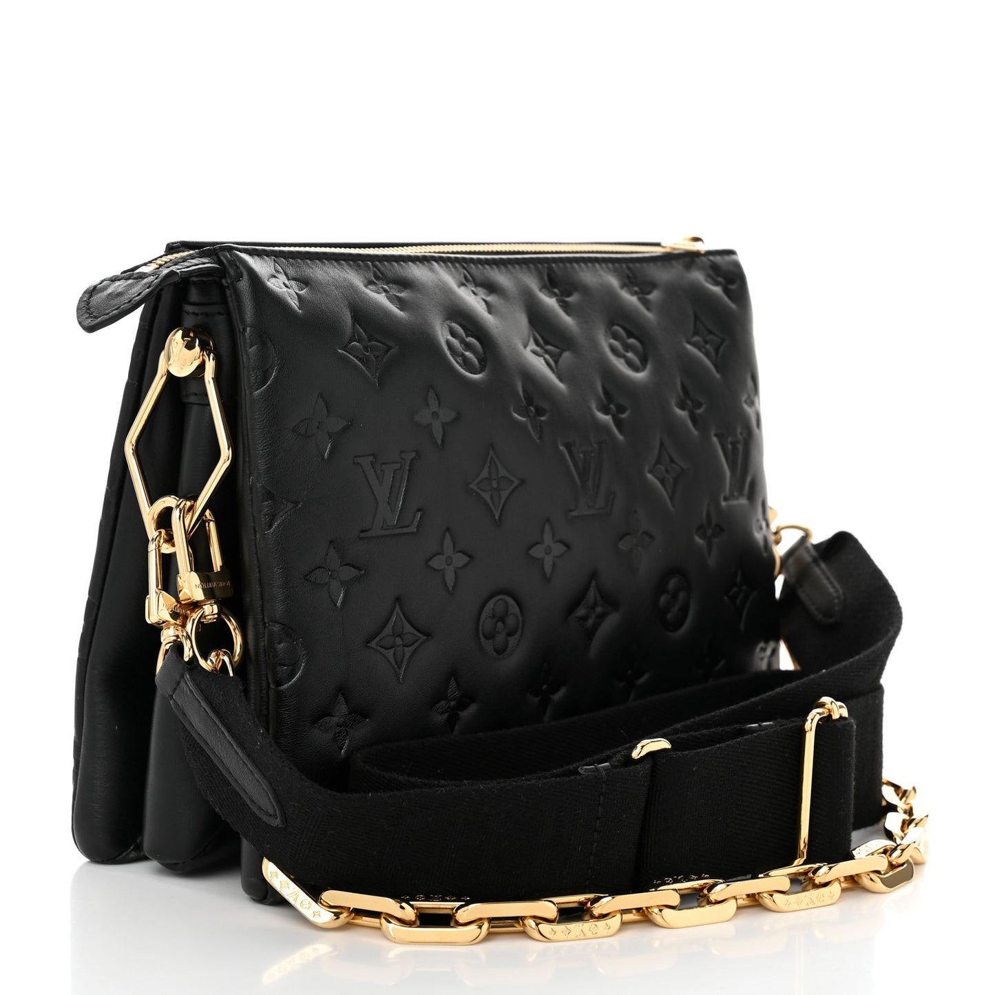 Lambskin Embossed Monogram Coussin PM Black