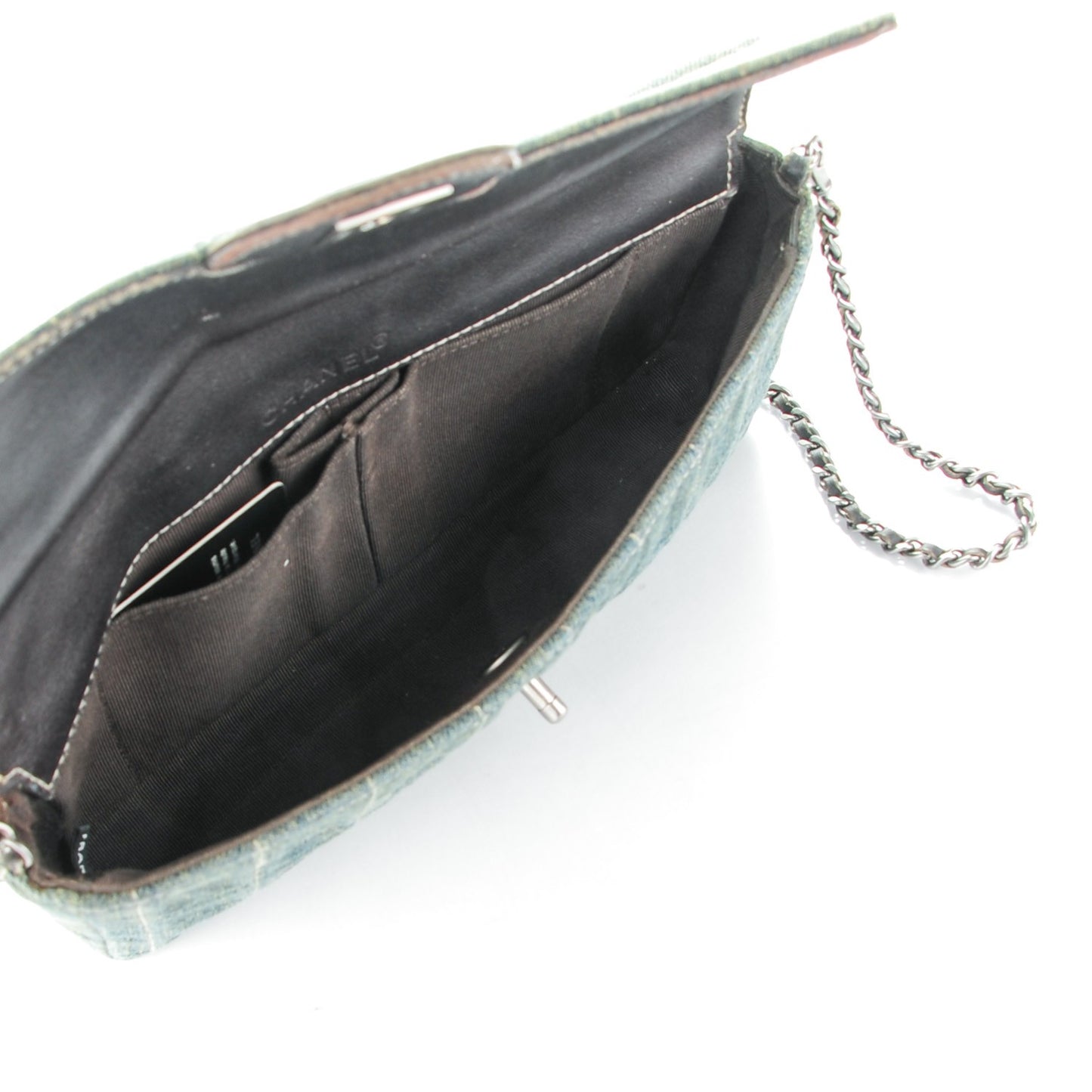 Denim Chocolate Bar Quilted East West Flap