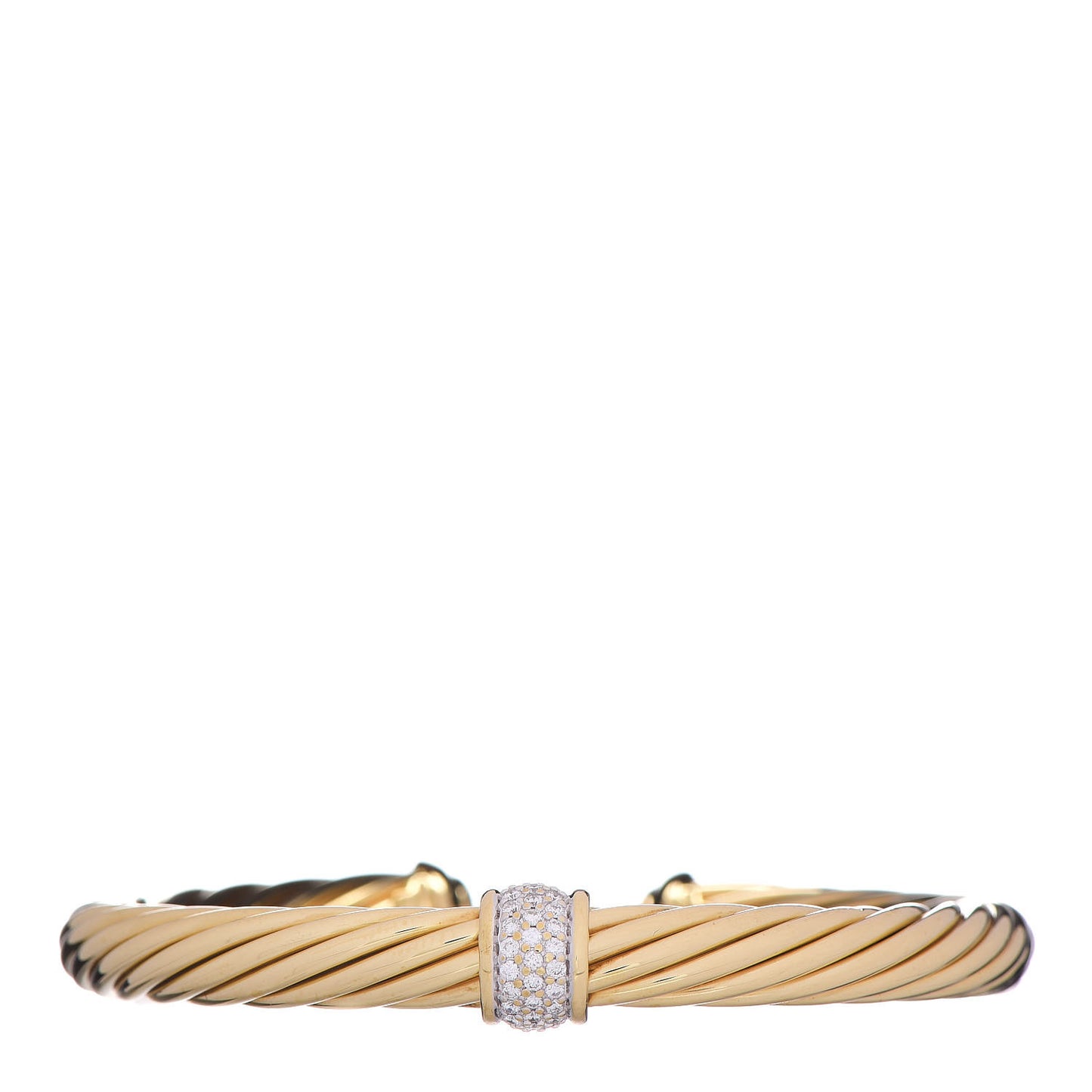 18K Yellow Gold Diamond 7mm Cable Classics Single Station Bracelet