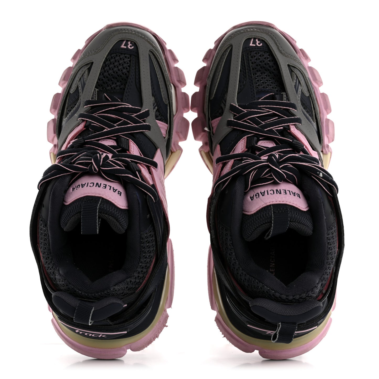Mesh Rubber Tri-Color Womens Track Sneakers 37 Dark Grey Pink Grey