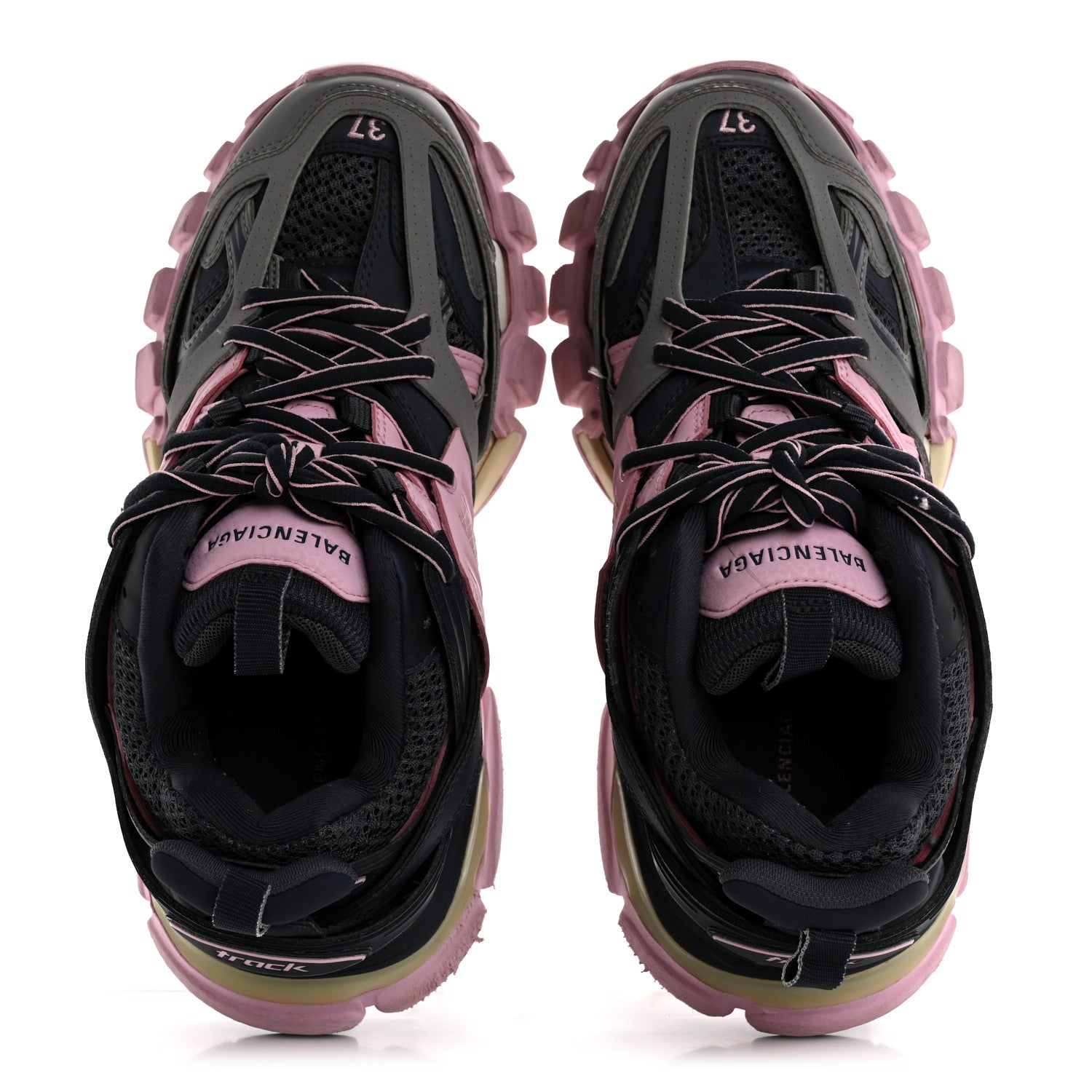 Balenciaga Mesh Rubber Tri-Color Womens Track Sneakers 37 Dark Grey Pink Grey 2 of 10