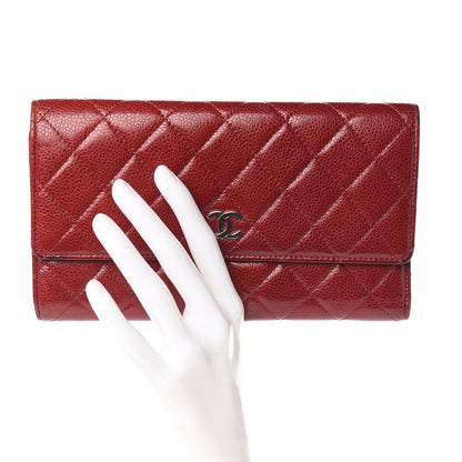 Chanel Caviar Quilted Large Flap Wallet Red 2 of 15