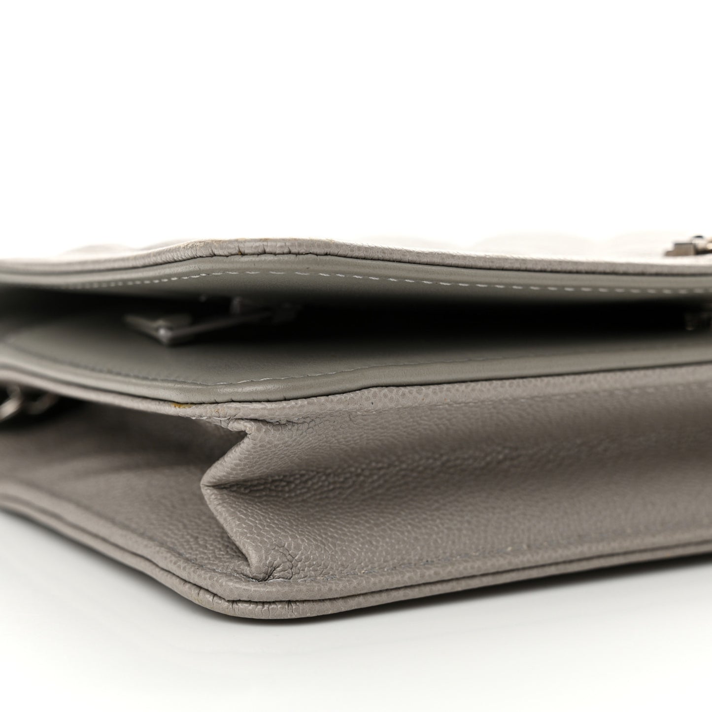 Caviar Quilted Boy Wallet On Chain WOC Grey