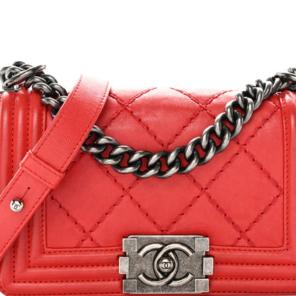 Chanel Calfskin Double Stitch Small Boy Flap Red 9 of 11