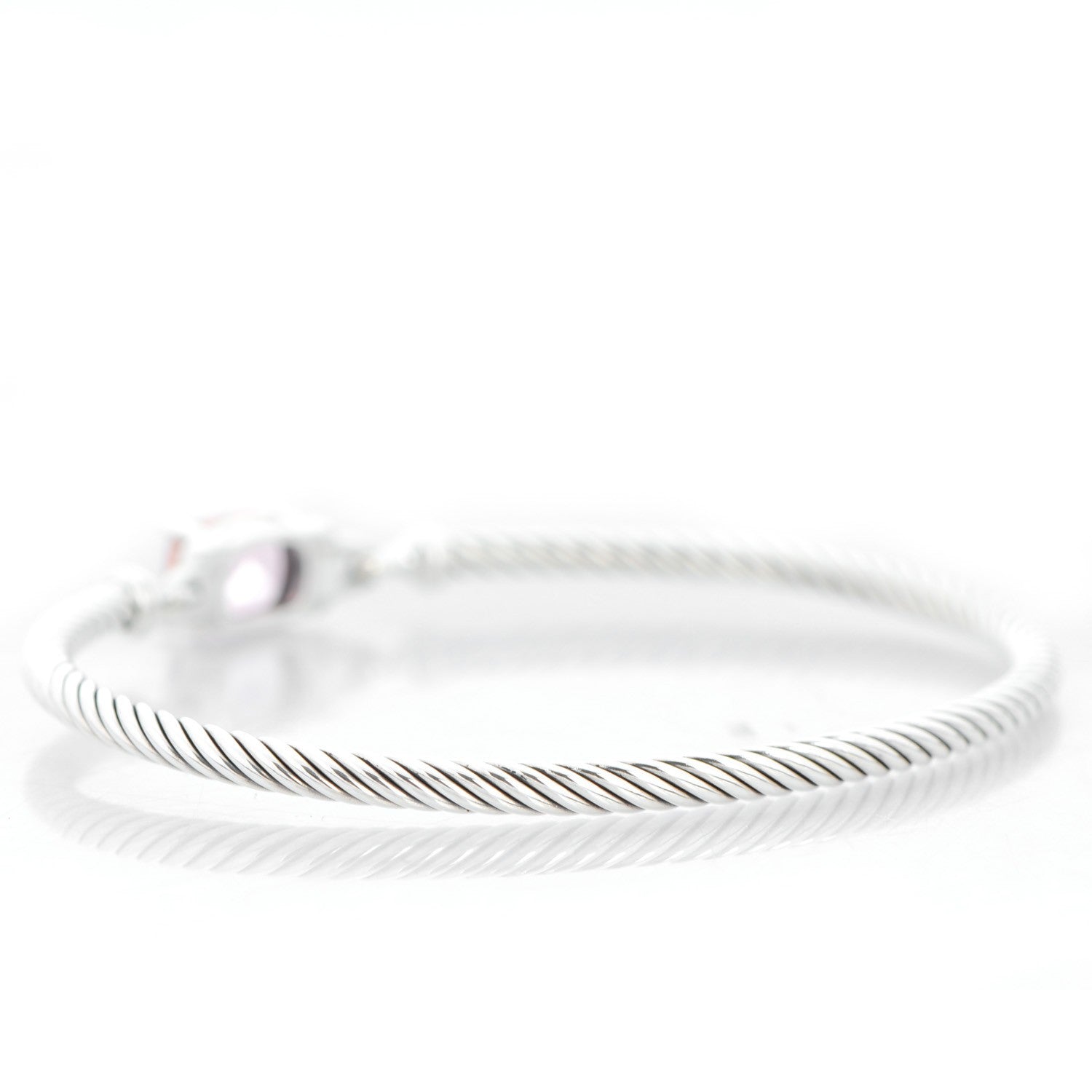 David Yurman Sterling Silver Diamond Morganite 3mm Petite Wheaton Bracelet 3 of 6