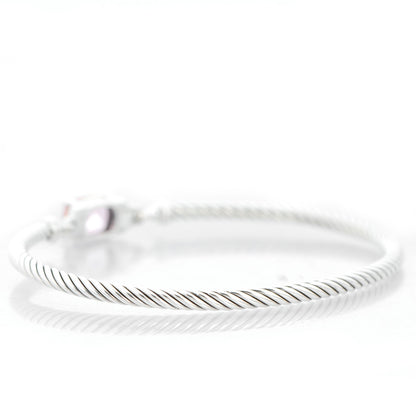 David Yurman Sterling Silver Diamond Morganite 3mm Petite Wheaton Bracelet 3 of 6