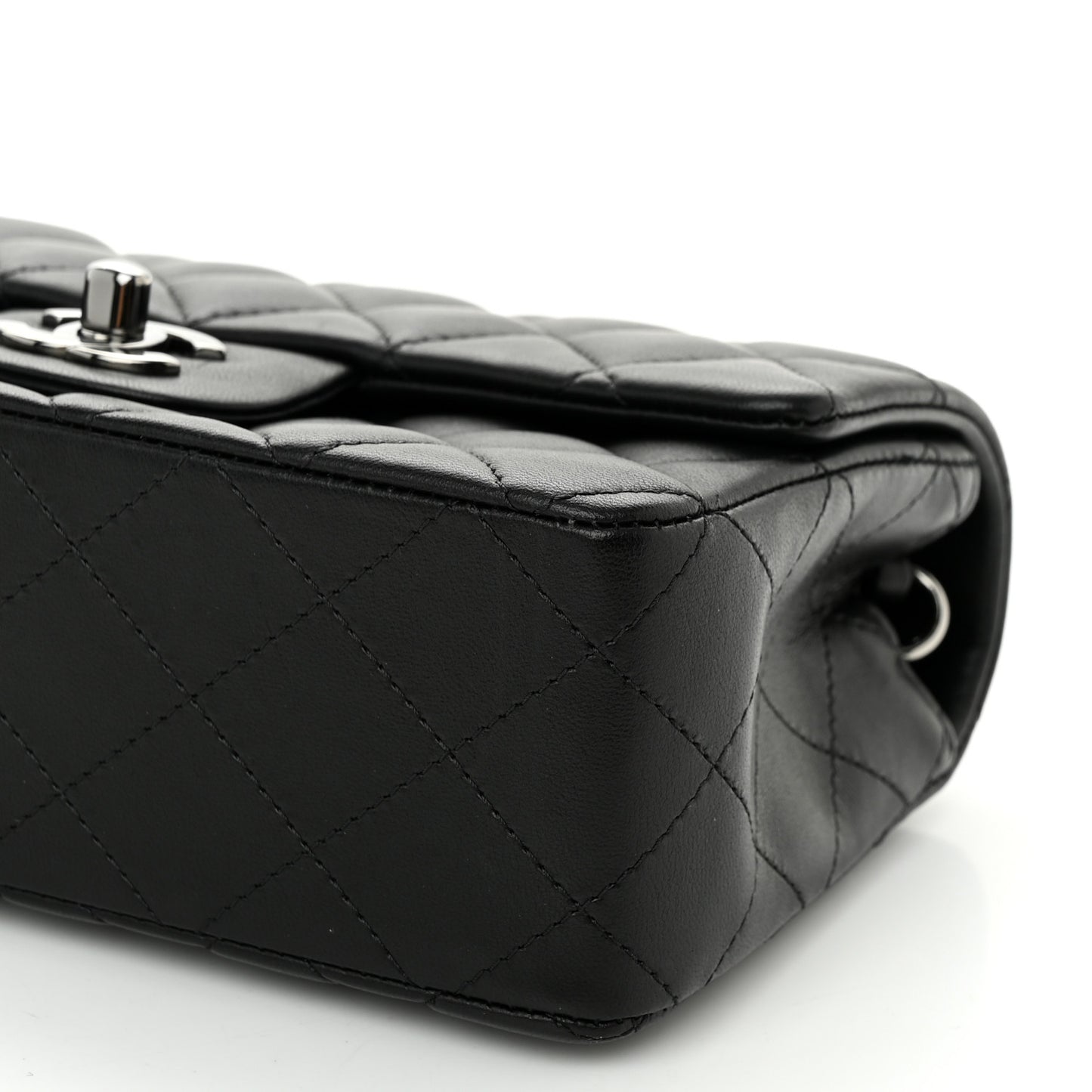 Lambskin Quilted Mini Rectangular Flap Black
