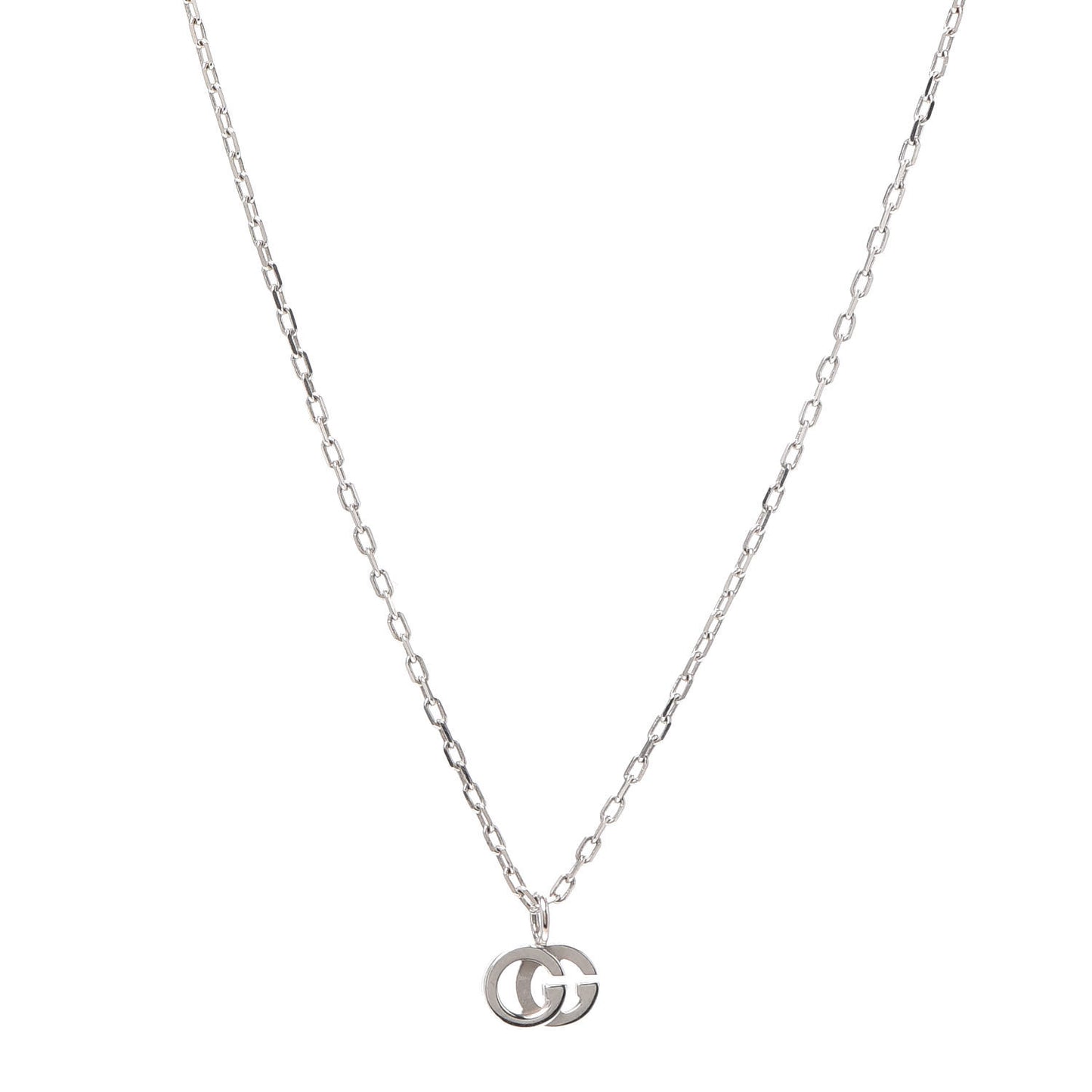 18K White Gold Diamond Running G Pendant Necklace