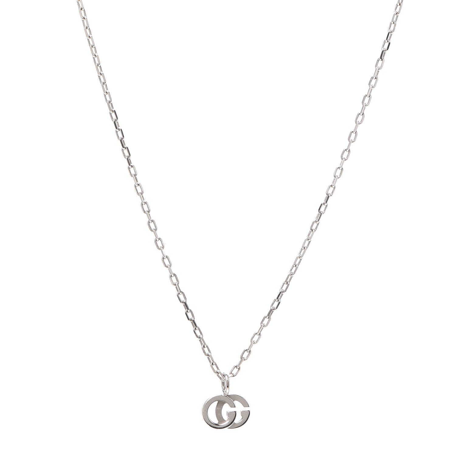 Gucci 18K White Gold Diamond Running G Pendant Necklace 1 of 6