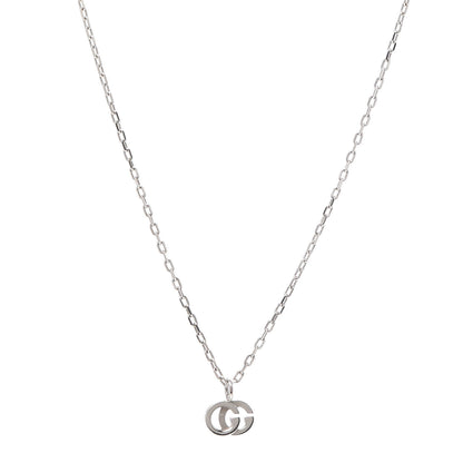 Gucci 18K White Gold Diamond Running G Pendant Necklace 1 of 6