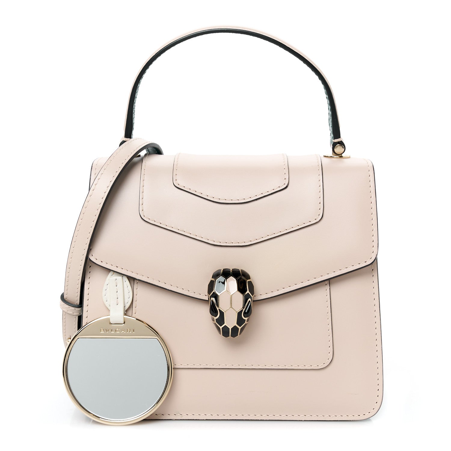 Bulgari Calfskin Serpenti Forever Top Handle Beige Green 3 of 11