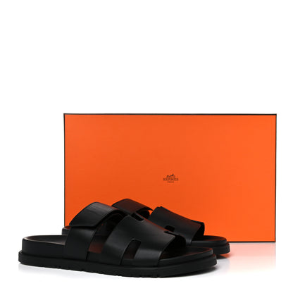 Hermes Calfskin Mens Chypre Sandals 41 Black 12 of 12