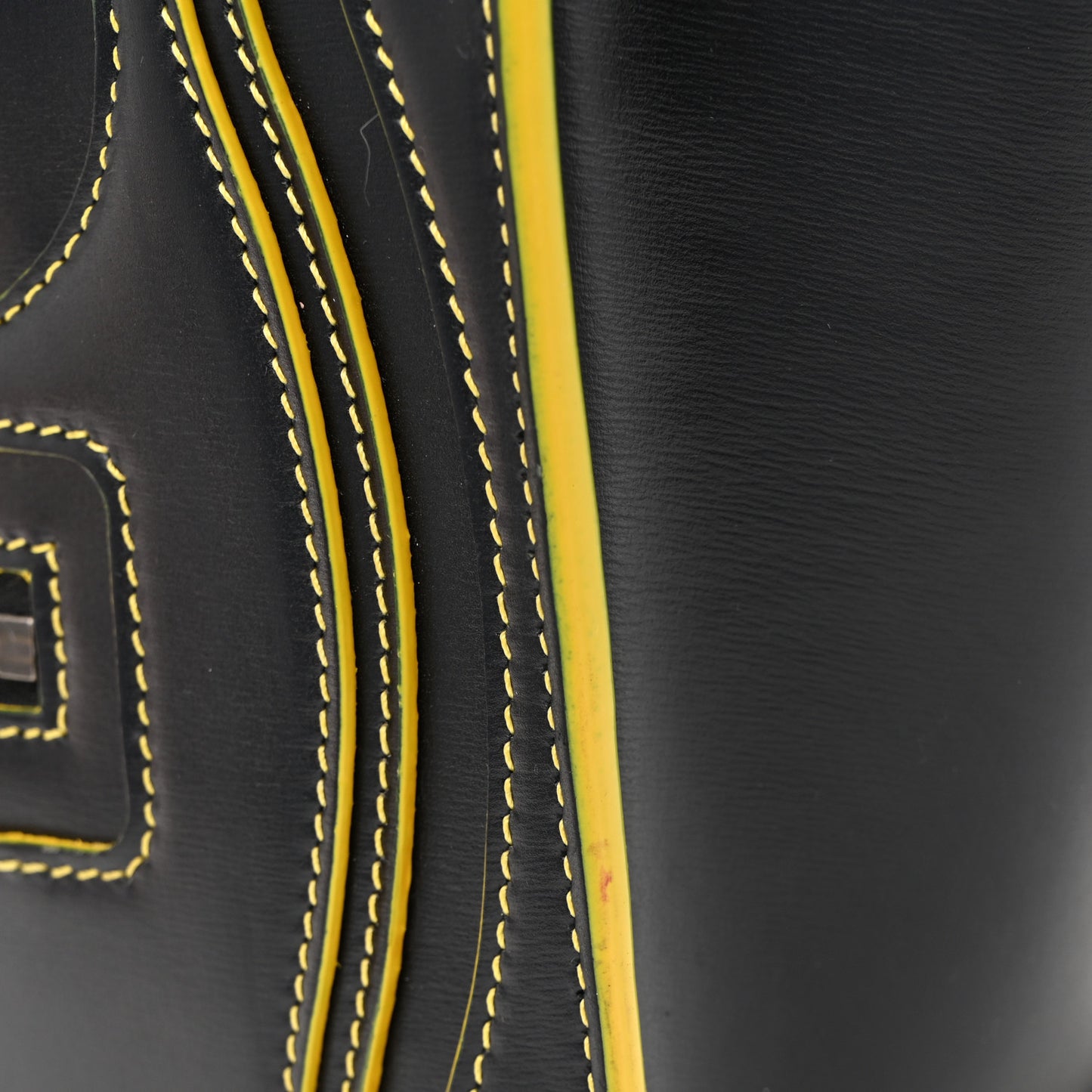 Satin Calfskin Nano Debossed Luggage Black Yellow