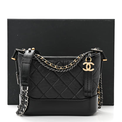 Chanel Aged Calfskin Quilted Small Gabrielle Hobo Black 11 of 11