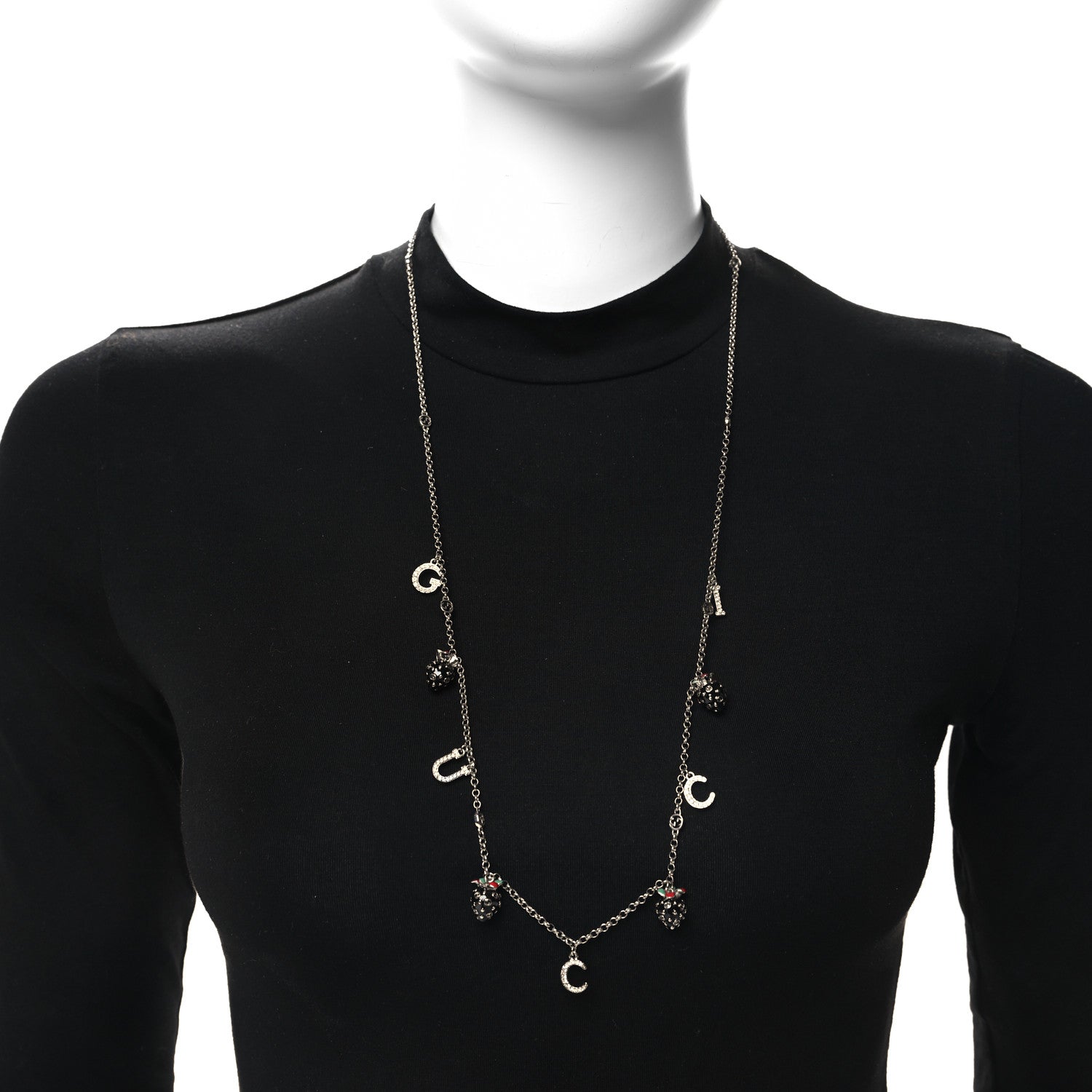 Gucci Silver Interlocking G Strawberry Pendant Necklace 2 of 5