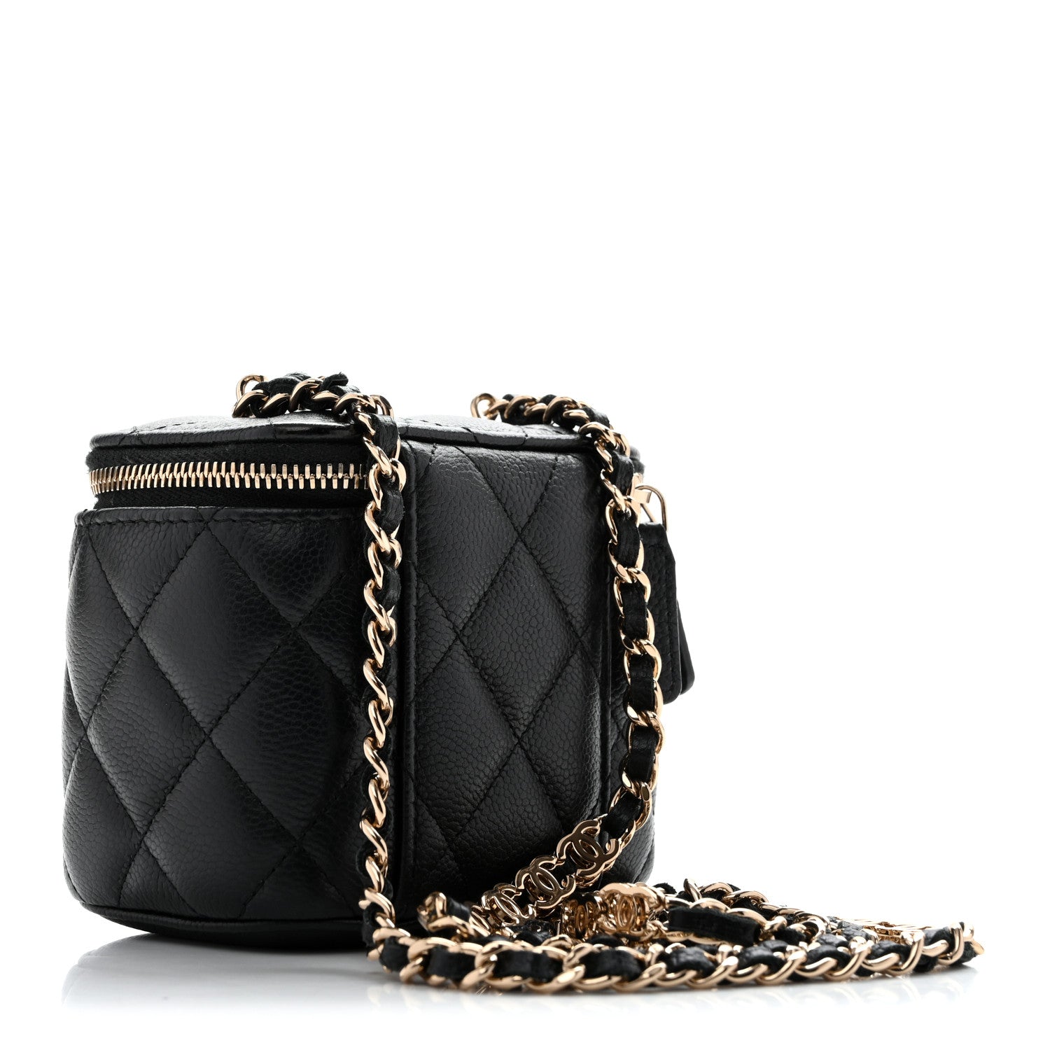 Chanel Caviar Quilted Tiny CC Mini Vanity Case With Chain Black 3 of 10