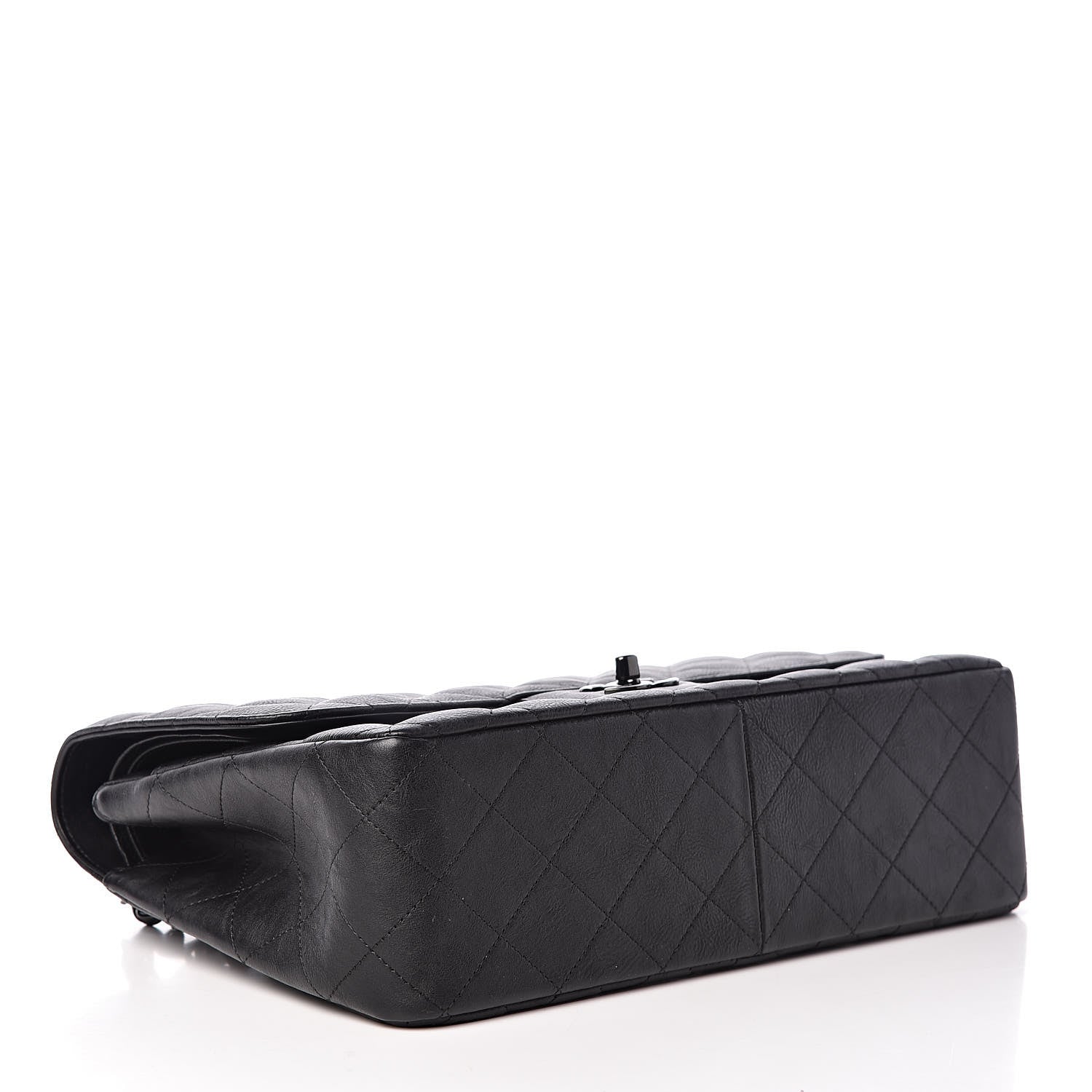 Chanel Crumpled Calfskin Quilted Jumbo Double Flap So Black 4 of 11