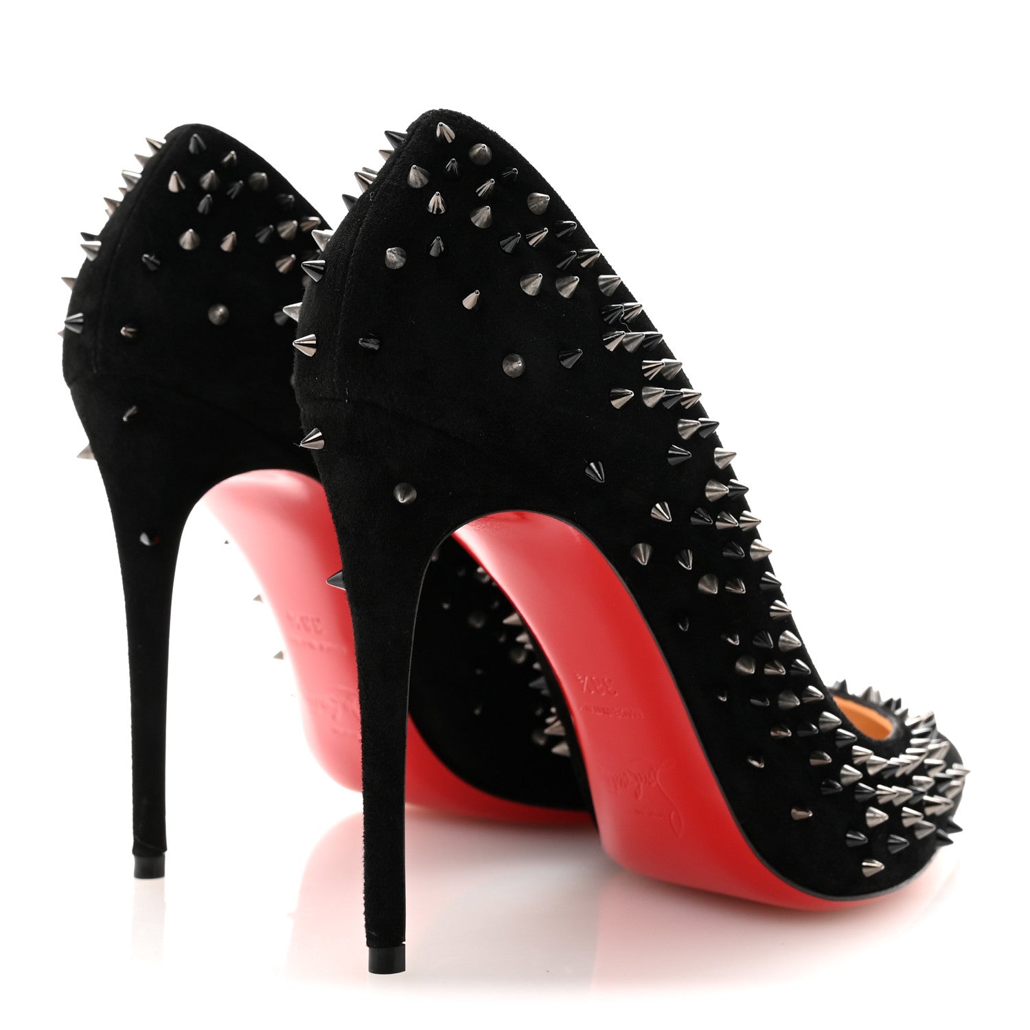 Christian Louboutin Suede Spikes 100 Pumps 38.5 Black 5 of 8