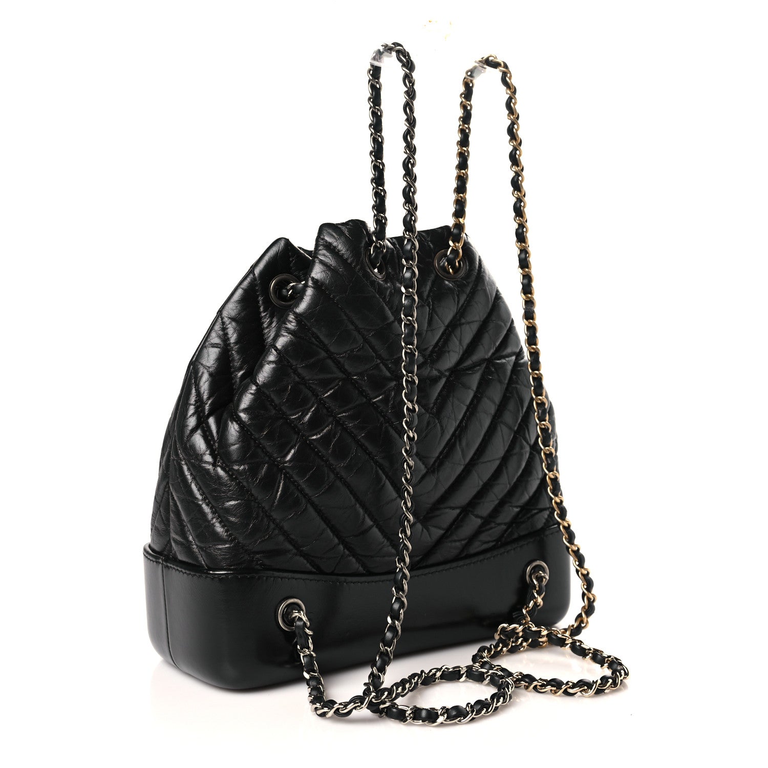 Chanel Aged Calfskin Chevron Quilted Small Gabrielle Backpack Black 3 of 9
