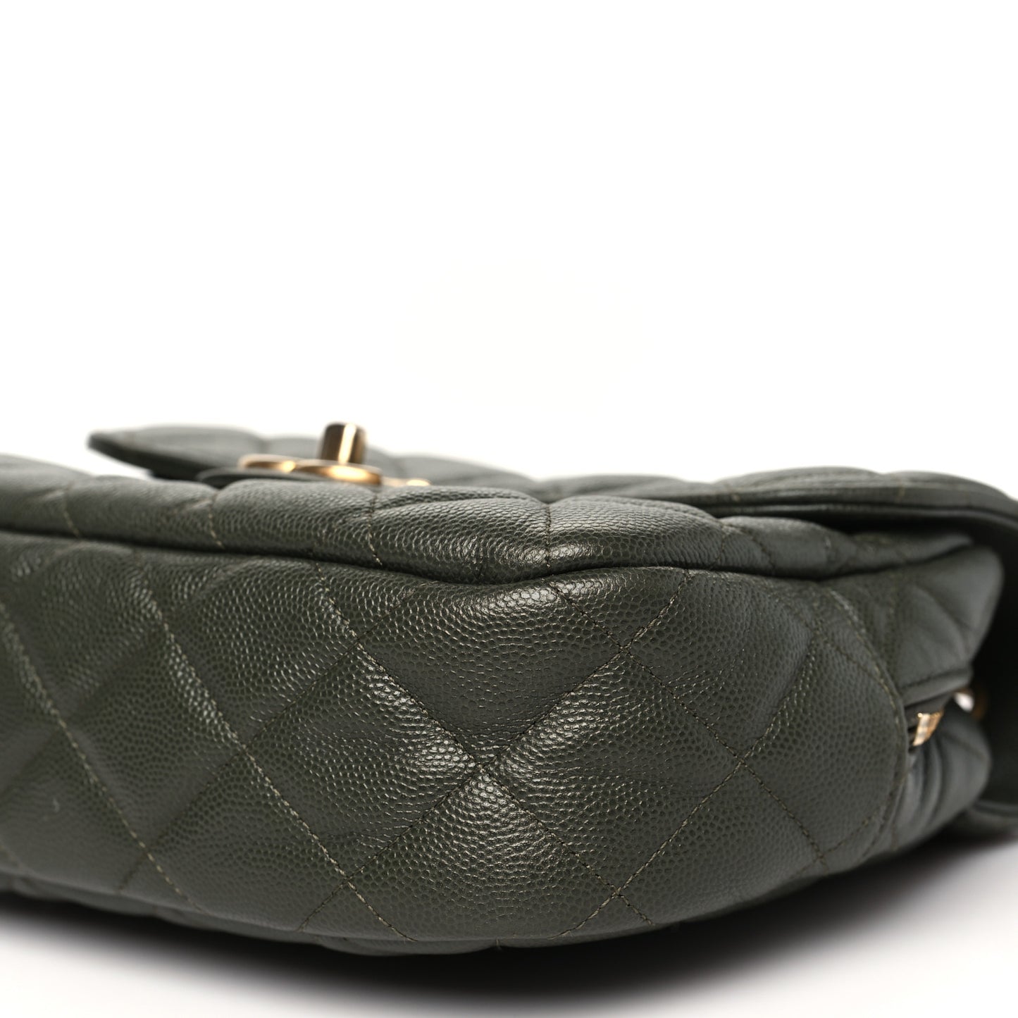 Caviar Quilted Zip Flap Khaki