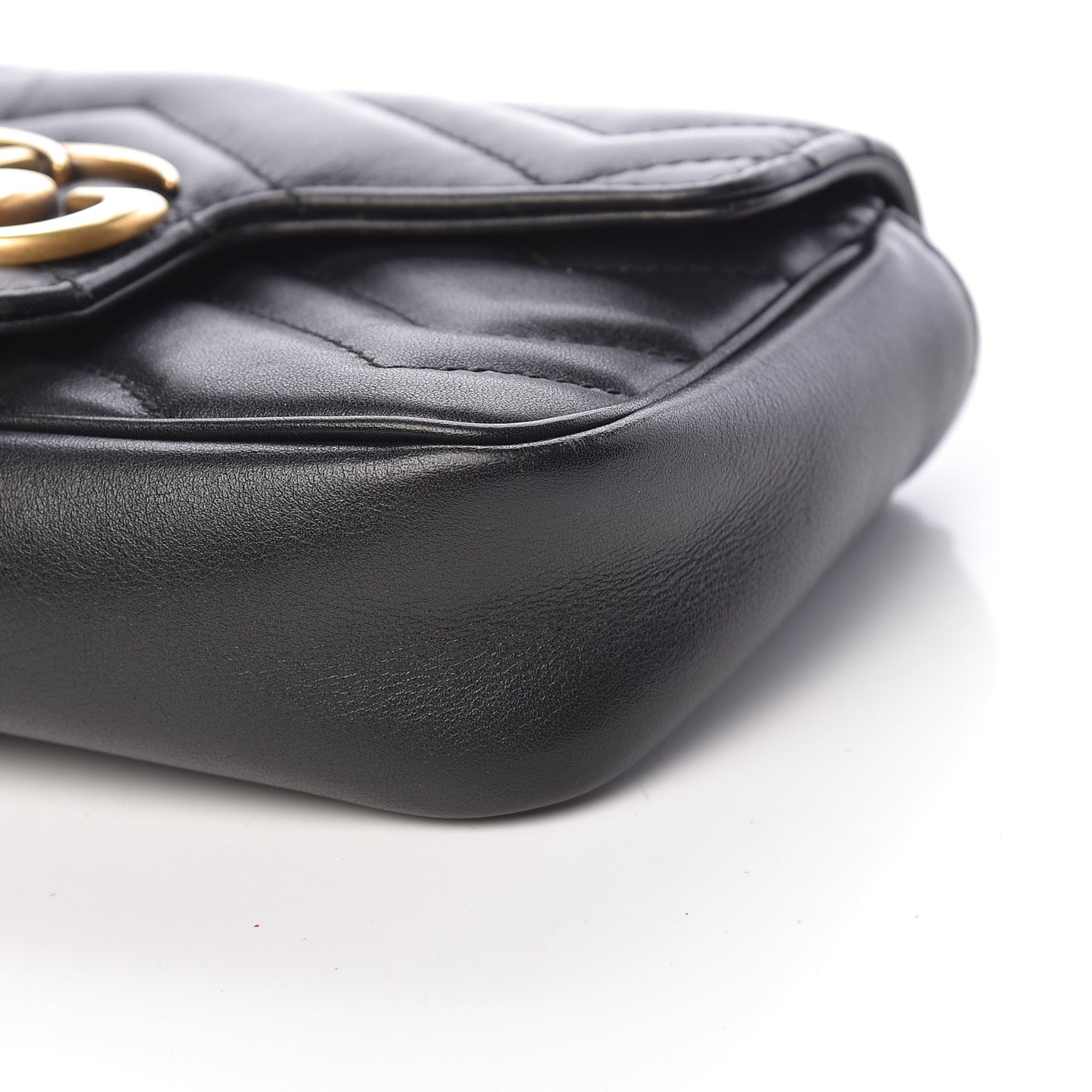 Calfskin Matelasse Super Mini GG Marmont Shoulder Bag Black