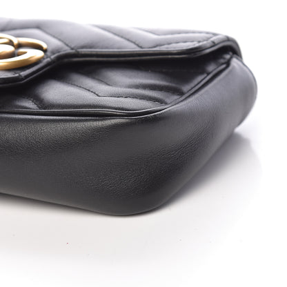 Gucci Calfskin Matelasse Super Mini GG Marmont Shoulder Bag Black 10 of 11