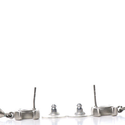 Chanel Brushed Metal CC Drop Earrings Silver 3 of 3