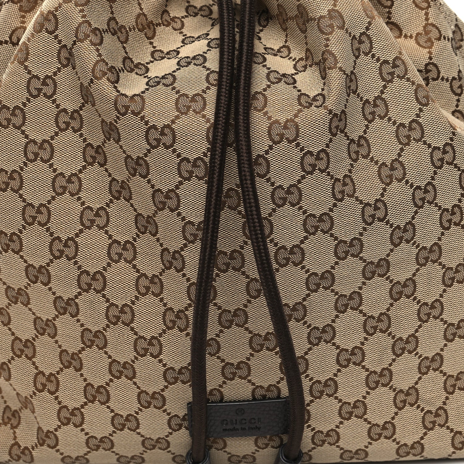 Gucci Monogram Dollar Calfskin O Drawstring Backpack Beige Ebony Testa di Moro Dark Chocolate 8 of 10