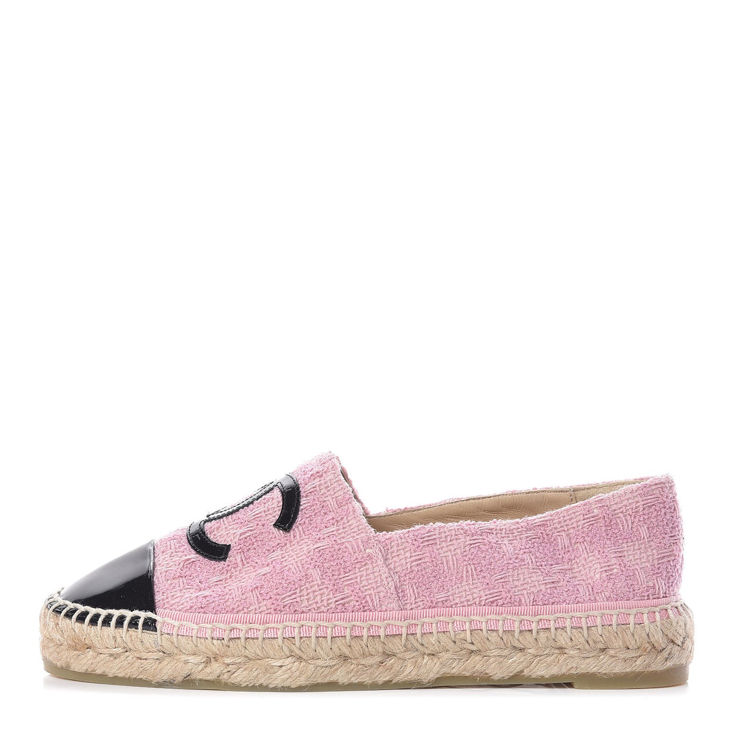 Tweed Patent CC Espadrilles 37 Pink Black