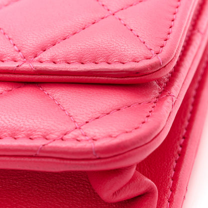 Chanel Lambskin Quilted Trendy CC Wallet On Chain WOC Dark Pink 11 of 14